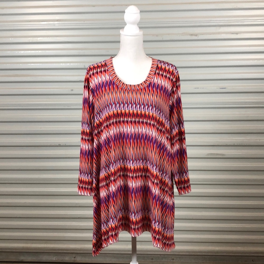 Premise Women’s XXL 3/4 Sleeve Top Zig Zag Multi